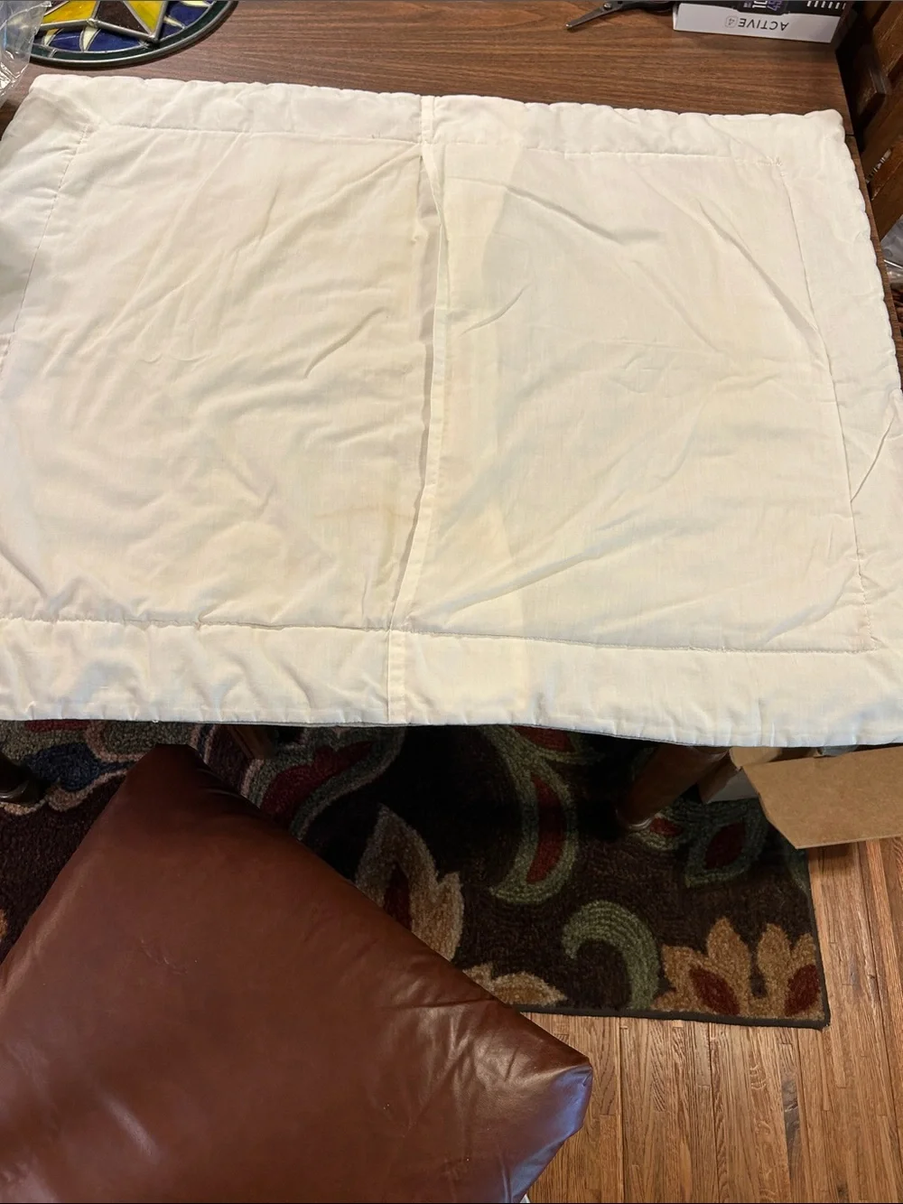 Embroidered Floral Pillow Sham in Sage Green and Ivory